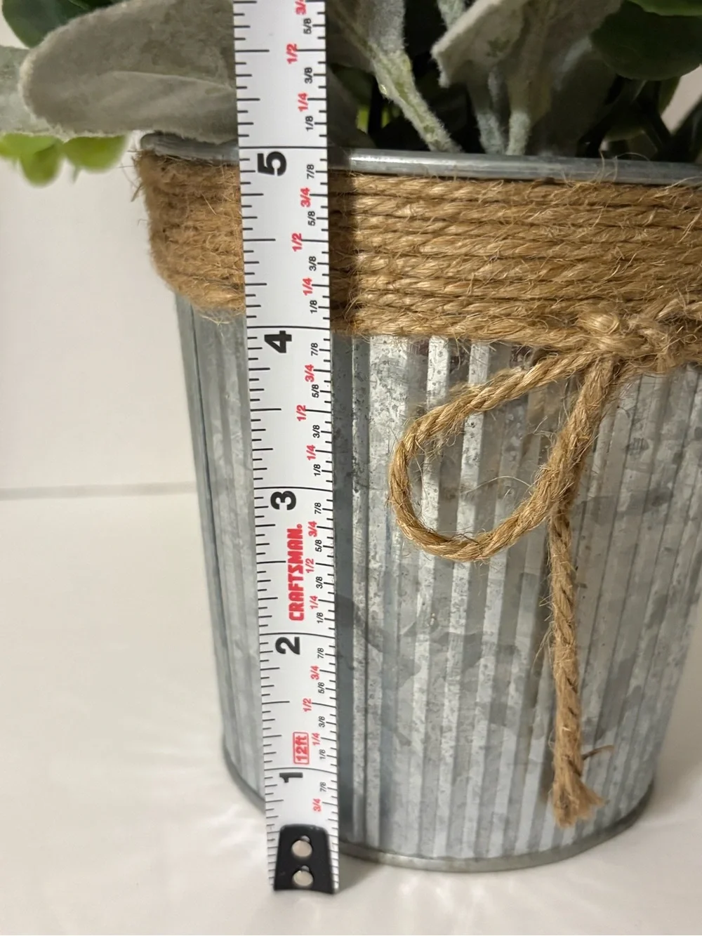 Artificial Eucalyptus & Lemon Arrangement Centerpiece in Galv Metal Pot Cottage